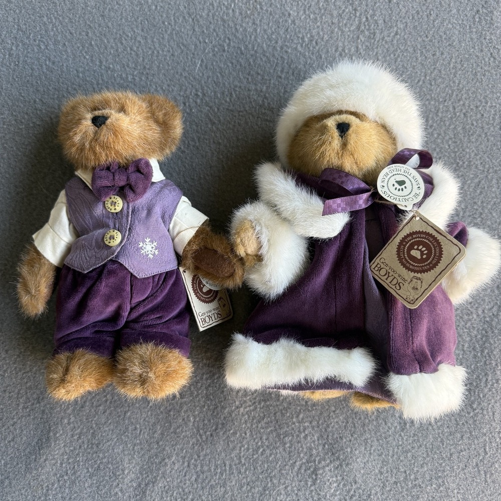 Boyds Bears Bailey & Friends Edmund Bailey 9in Purple Christmas Plush Bear Set